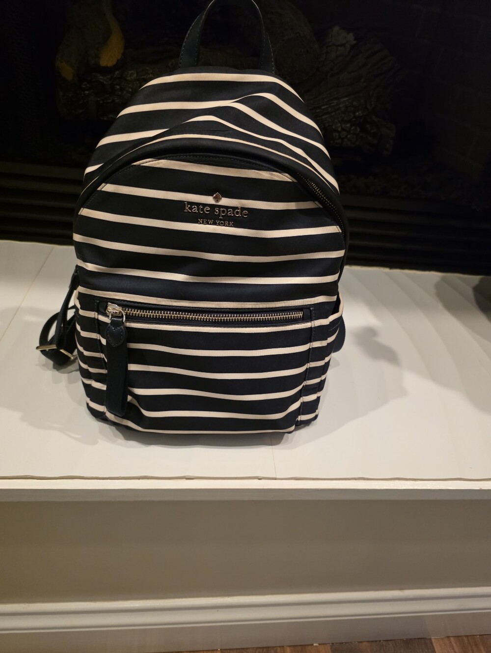kate spade Navy and White Striped Medium Backpack